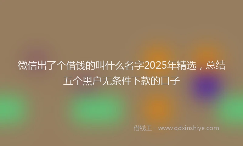 微信出了个借钱的叫什么名字2025年精选，总结五个黑户无条件下款的口子