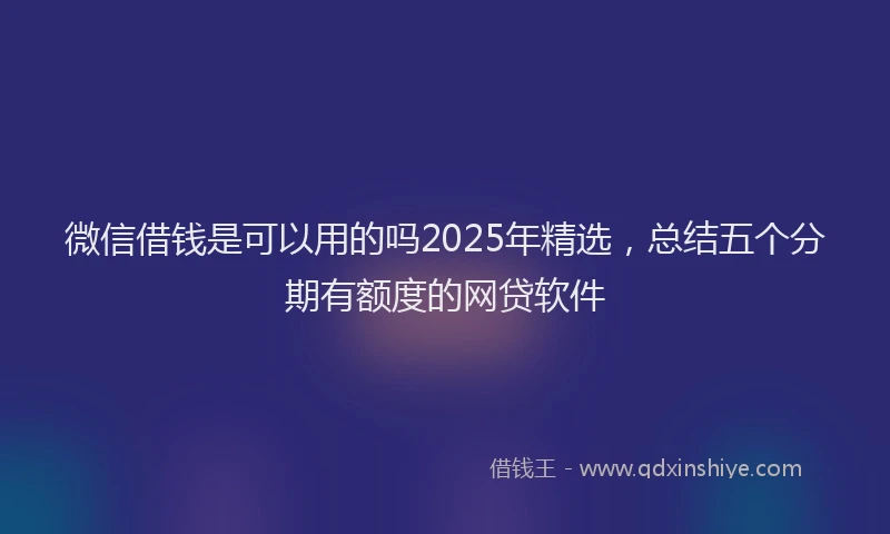 微信借钱是可以用的吗2025年精选，总结五个分期有额度的网贷软件