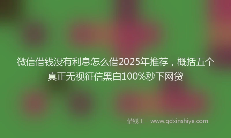 微信借钱没有利息怎么借2025年推荐，概括五个真正无视征信黑白100%秒下网贷