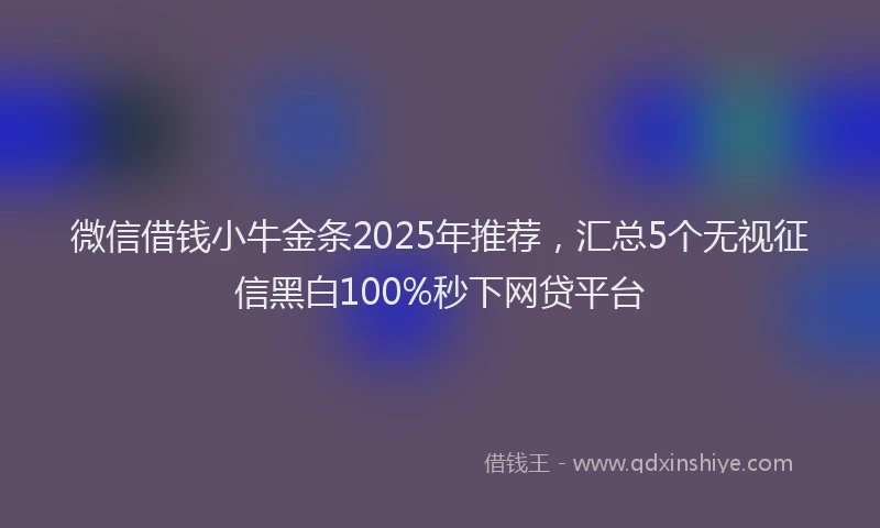 微信借钱小牛金条2025年推荐，汇总5个无视征信黑白100%秒下网贷平台
