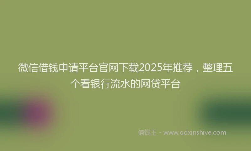 微信借钱申请平台官网下载2025年推荐，整理五个看银行流水的网贷平台