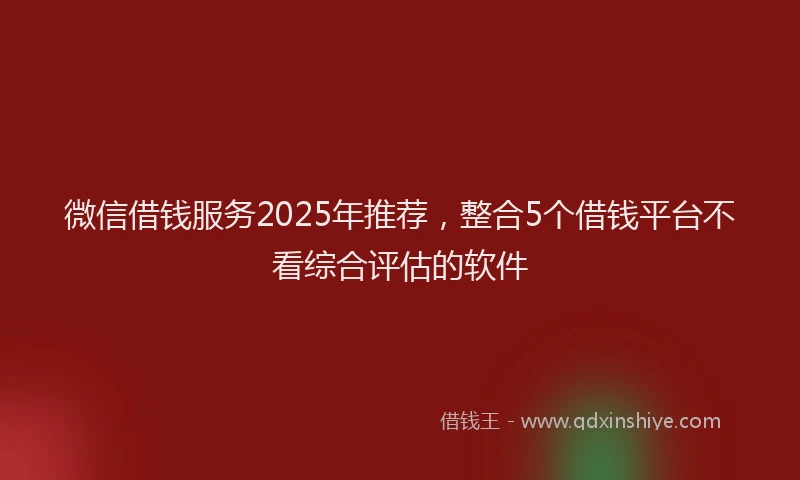 微信借钱服务2025年推荐，整合5个借钱平台不看综合评估的软件