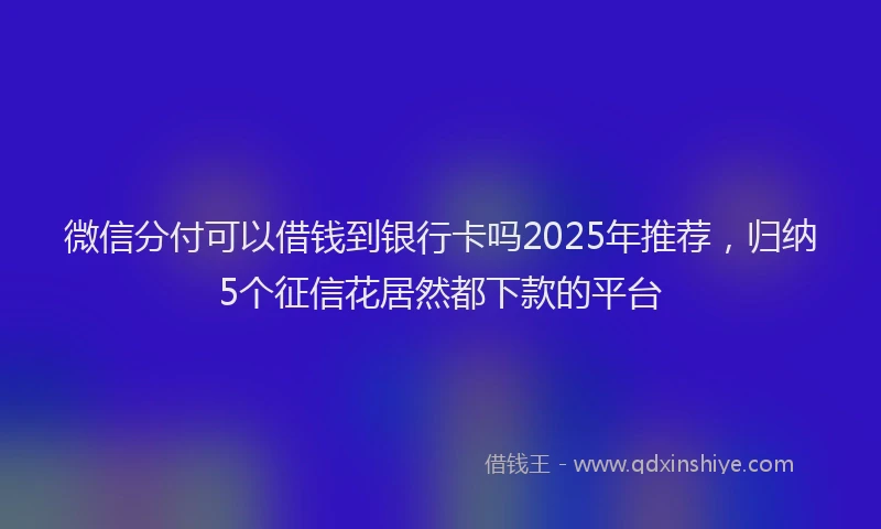 微信分付可以借钱到银行卡吗2025年推荐，归纳5个征信花居然都下款的平台