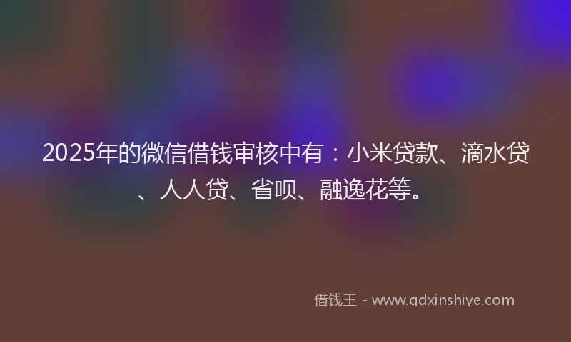 2025年的微信借钱审核中有：小米贷款、滴水贷、人人贷、省呗、融逸花等。