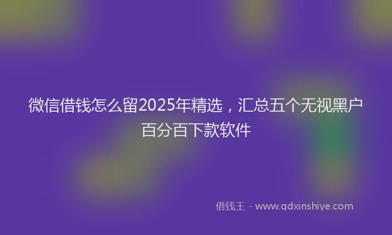 微信借钱怎么留2025年精选，汇总五个无视黑户百分百下款软件