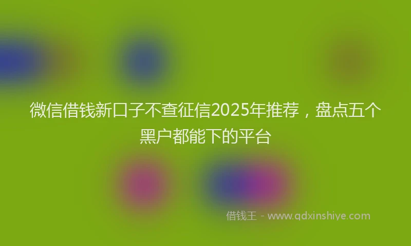 微信借钱新口子不查征信2025年推荐，盘点五个黑户都能下的平台
