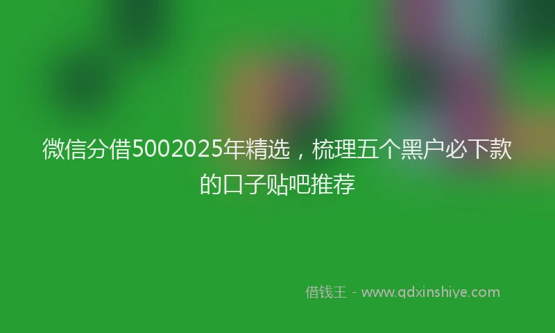 微信分借5002025年精选，梳理五个黑户必下款的口子贴吧推荐