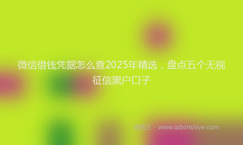 微信借钱凭据怎么查2025年精选，盘点五个无视征信黑户口子