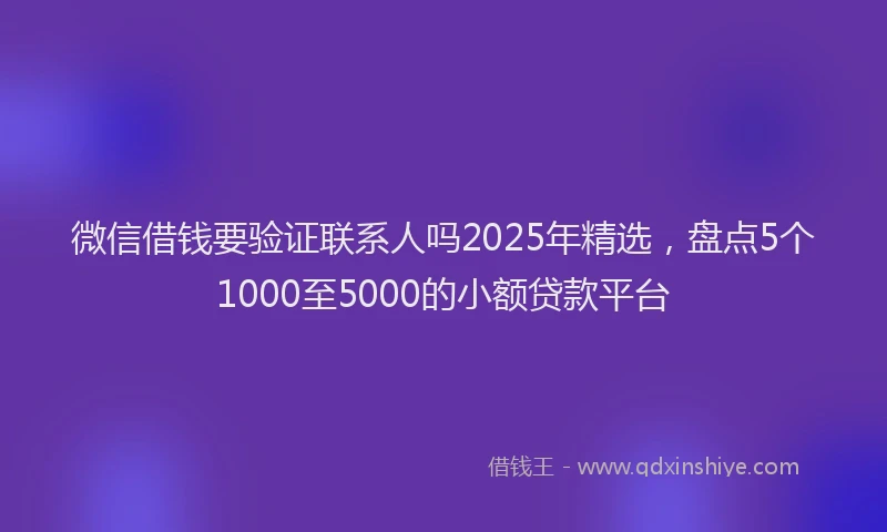 微信借钱要验证联系人吗2025年精选，盘点5个1000至5000的小额贷款平台
