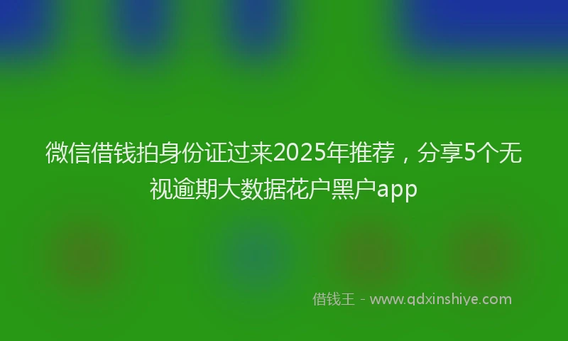 微信借钱拍身份证过来2025年推荐，分享5个无视逾期大数据花户黑户app