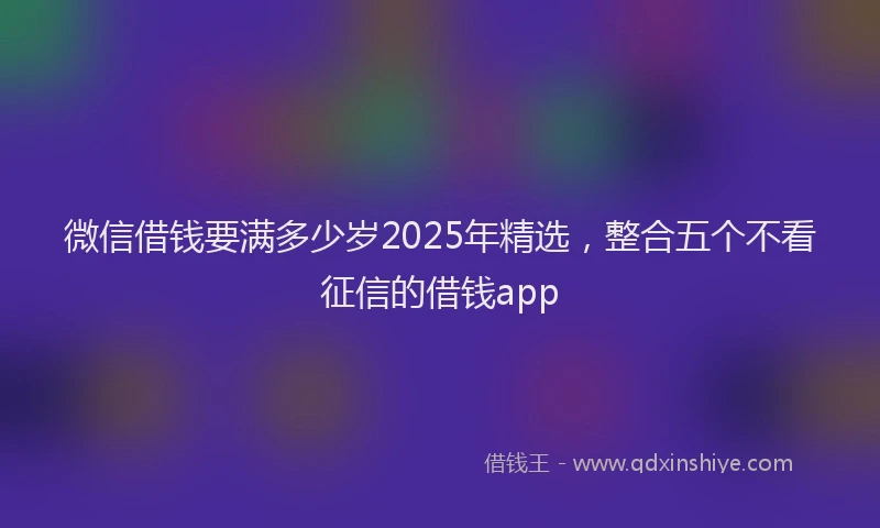 微信借钱要满多少岁2025年精选，整合五个不看征信的借钱app