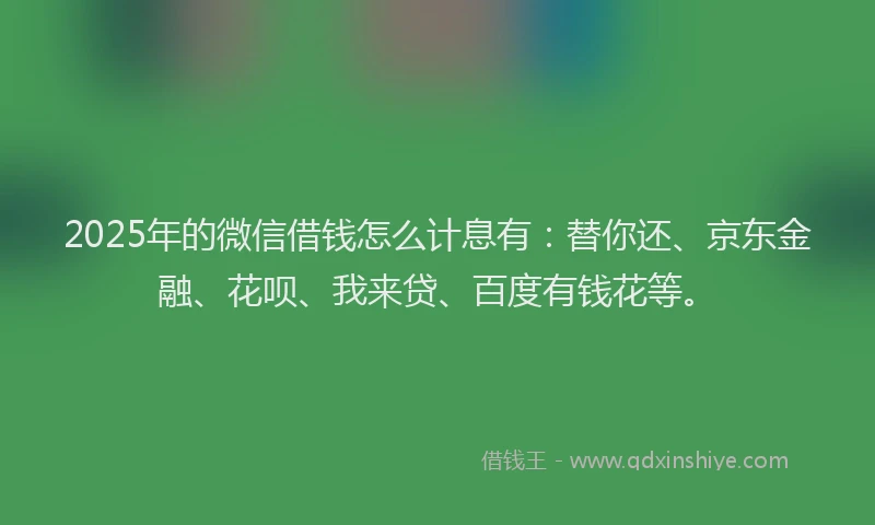 2025年的微信借钱怎么计息有：替你还、京东金融、花呗、我来贷、百度有钱花等。