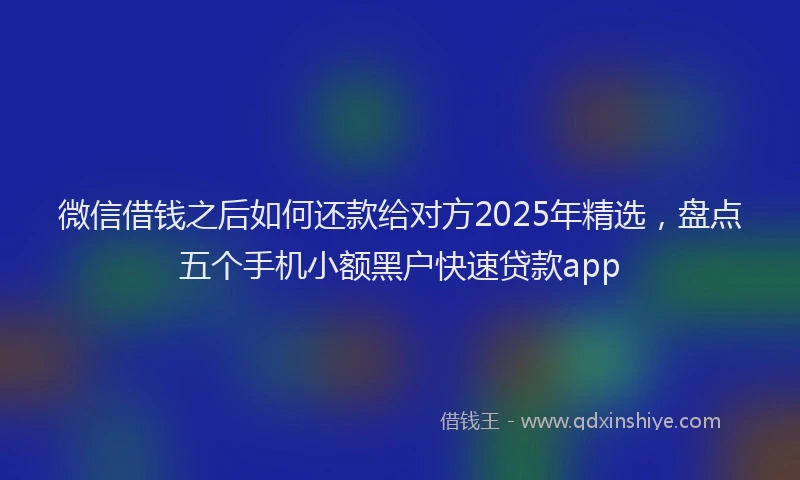 微信借钱之后如何还款给对方2025年精选，盘点五个手机小额黑户快速贷款app