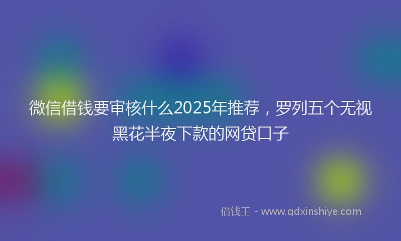 微信借钱要审核什么2025年推荐，罗列五个无视黑花半夜下款的网贷口子