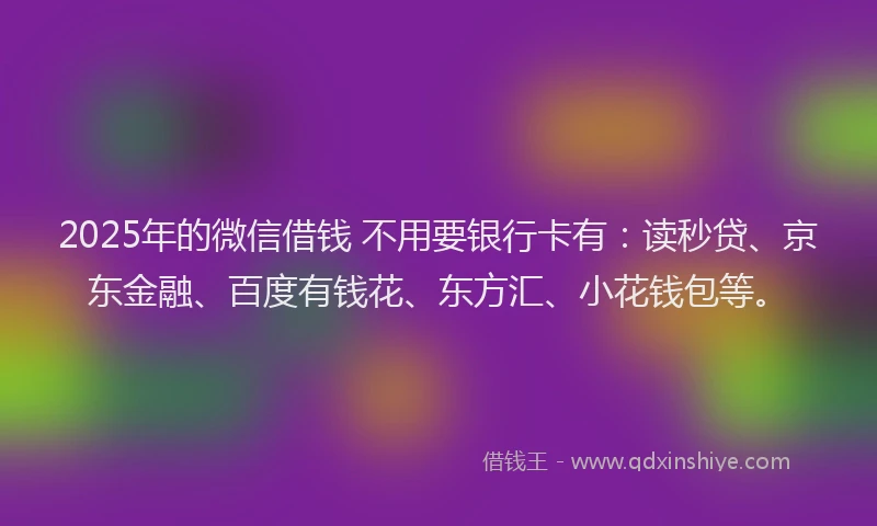 2025年的微信借钱 不用要银行卡有：读秒贷、京东金融、百度有钱花、东方汇、小花钱包等。