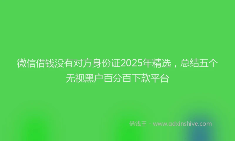 微信借钱没有对方身份证2025年精选，总结五个无视黑户百分百下款平台