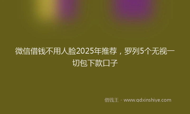 微信借钱不用人脸2025年推荐，罗列5个无视一切包下款口子