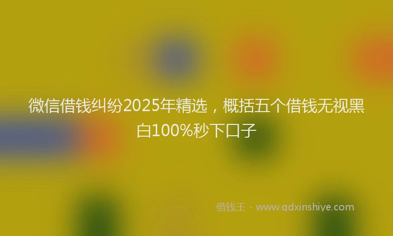 微信借钱纠纷2025年精选，概括五个借钱无视黑白100%秒下口子