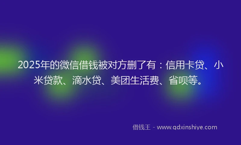 2025年的微信借钱被对方删了有：信用卡贷、小米贷款、滴水贷、美团生活费、省呗等。