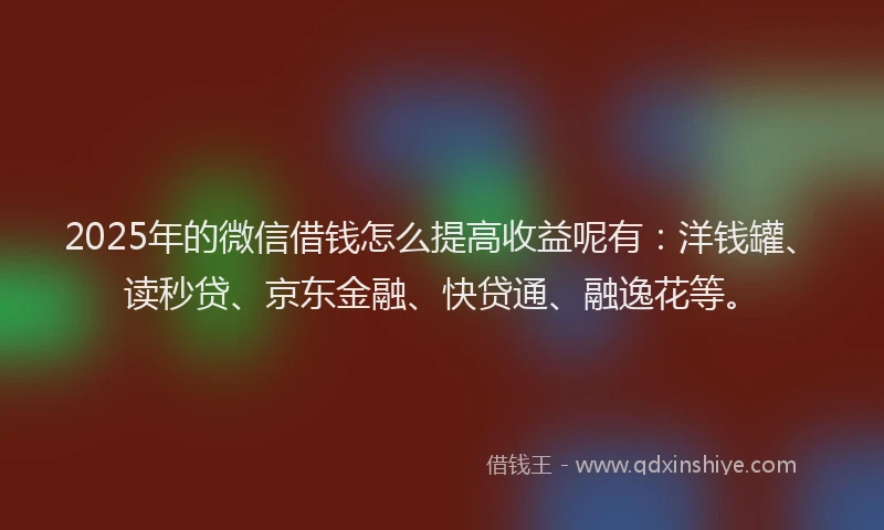 2025年的微信借钱怎么提高收益呢有：洋钱罐、读秒贷、京东金融、快贷通、融逸花等。