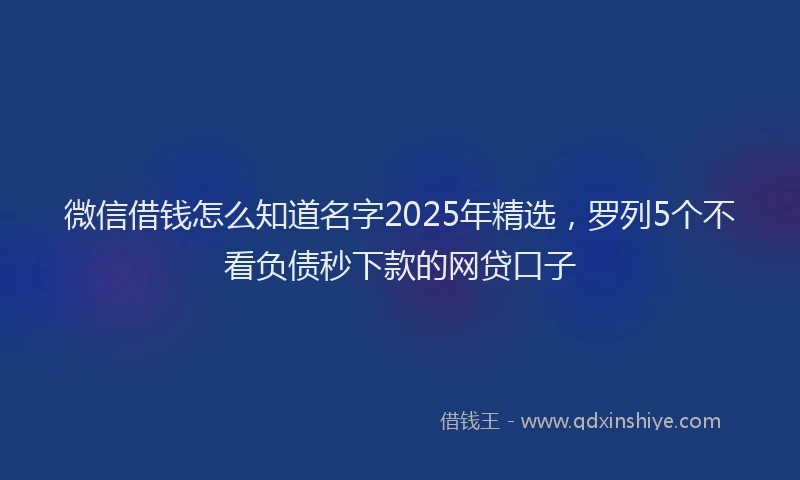 微信借钱怎么知道名字2025年精选，罗列5个不看负债秒下款的网贷口子