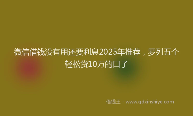 微信借钱没有用还要利息2025年推荐，罗列五个轻松贷10万的口子