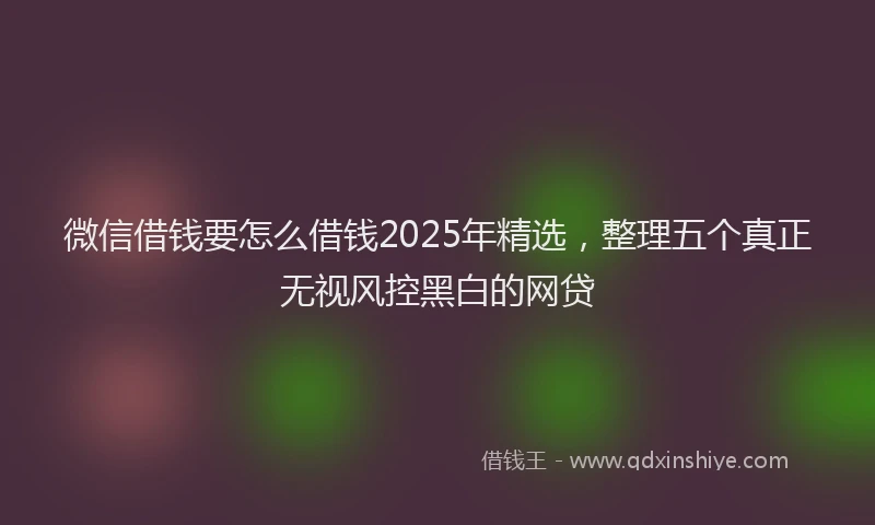 微信借钱要怎么借钱2025年精选，整理五个真正无视风控黑白的网贷