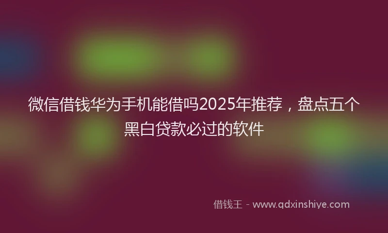 微信借钱华为手机能借吗2025年推荐，盘点五个黑白贷款必过的软件