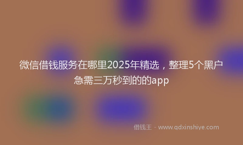 微信借钱服务在哪里2025年精选，整理5个黑户急需三万秒到的的app