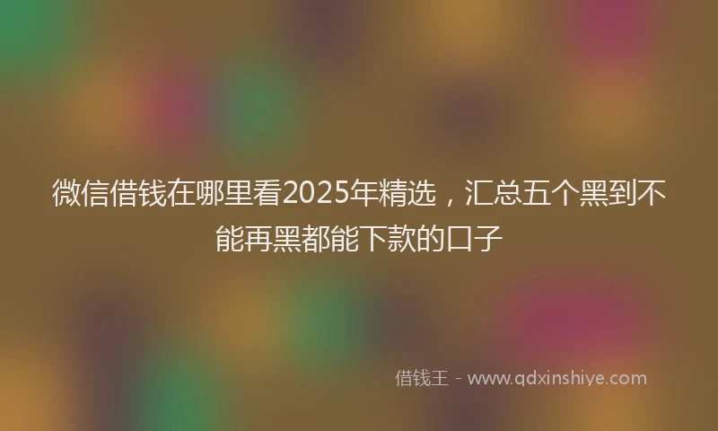 微信借钱在哪里看2025年精选，汇总五个黑到不能再黑都能下款的口子