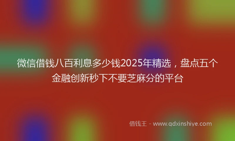 微信借钱八百利息多少钱2025年精选，盘点五个金融创新秒下不要芝麻分的平台