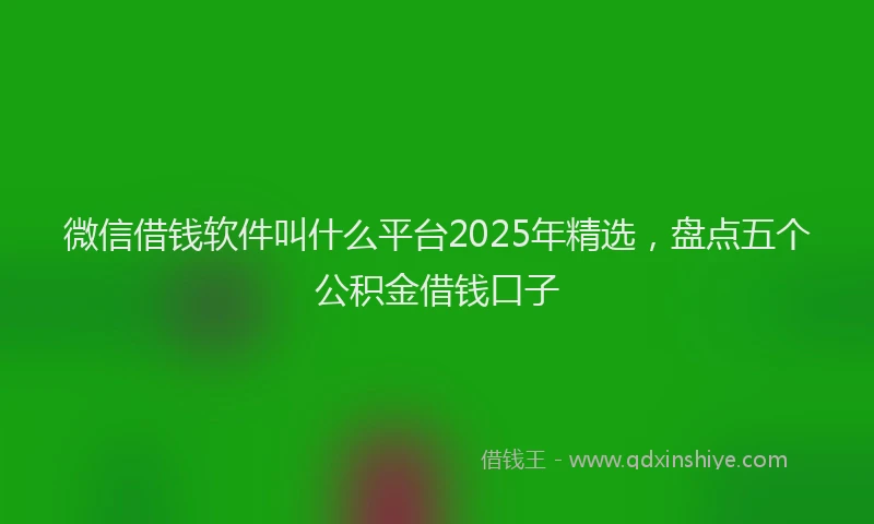 微信借钱软件叫什么平台2025年精选，盘点五个公积金借钱口子