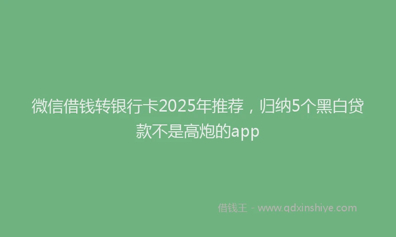 微信借钱转银行卡2025年推荐，归纳5个黑白贷款不是高炮的app