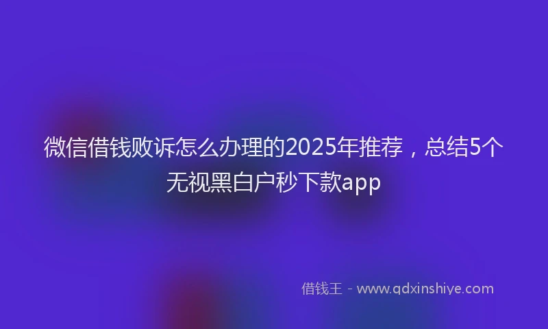 微信借钱败诉怎么办理的2025年推荐，总结5个无视黑白户秒下款app