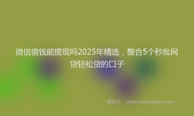 微信借钱能提现吗2025年精选，整合5个秒批网贷轻松贷的口子