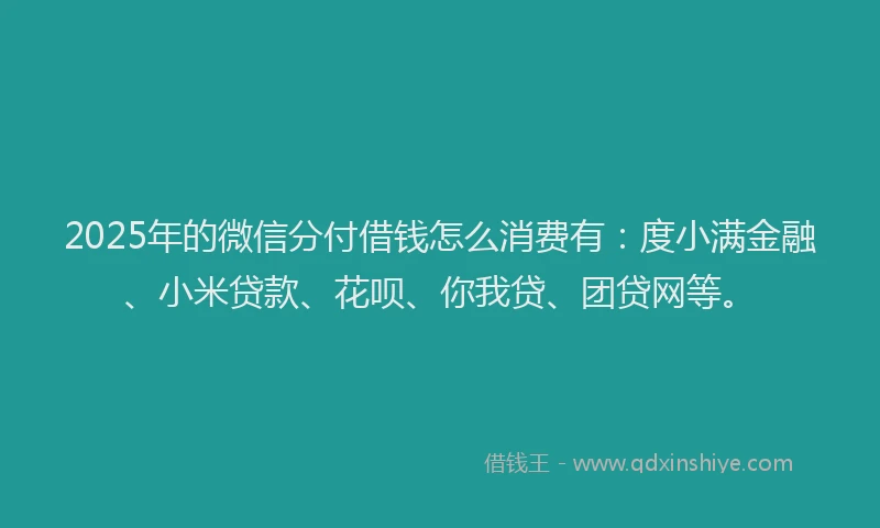 2025年的微信分付借钱怎么消费有：度小满金融、小米贷款、花呗、你我贷、团贷网等。