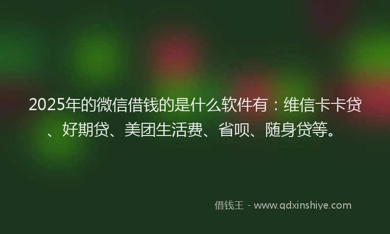 2025年的微信借钱的是什么软件有：维信卡卡贷、好期贷、美团生活费、省呗、随身贷等。