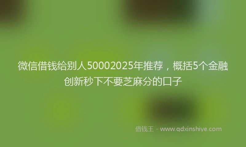 微信借钱给别人50002025年推荐，概括5个金融创新秒下不要芝麻分的口子