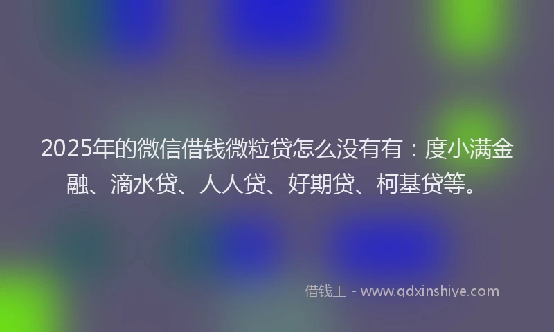 2025年的微信借钱微粒贷怎么没有有：度小满金融、滴水贷、人人贷、好期贷、柯基贷等。
