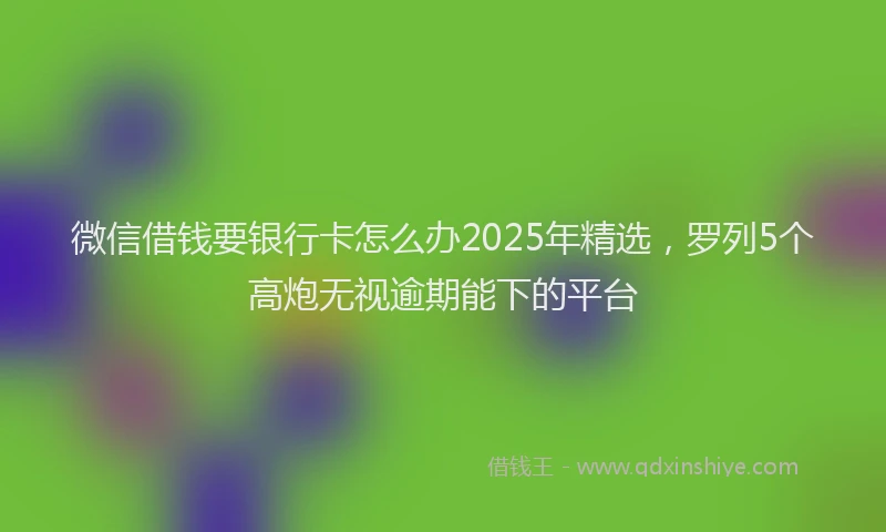 微信借钱要银行卡怎么办2025年精选，罗列5个高炮无视逾期能下的平台
