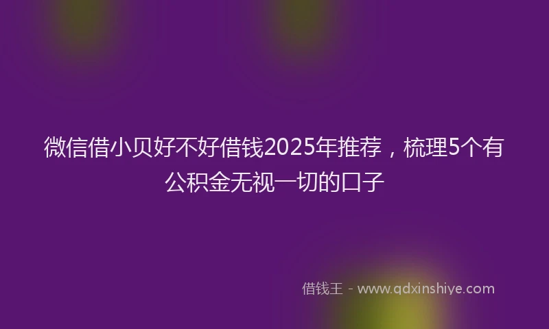 微信借小贝好不好借钱2025年推荐，梳理5个有公积金无视一切的口子
