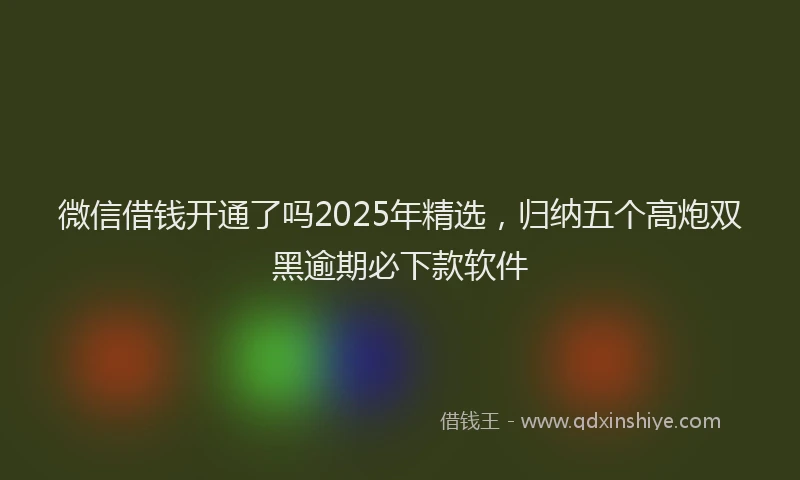 微信借钱开通了吗2025年精选，归纳五个高炮双黑逾期必下款软件
