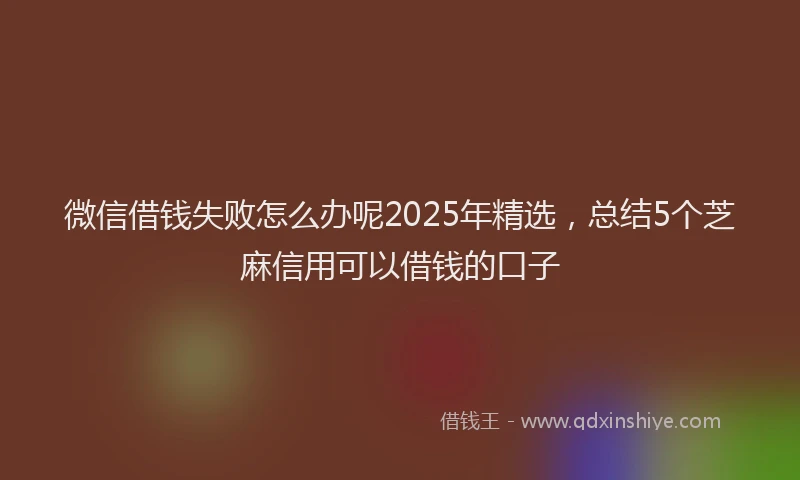 微信借钱失败怎么办呢2025年精选，总结5个芝麻信用可以借钱的口子