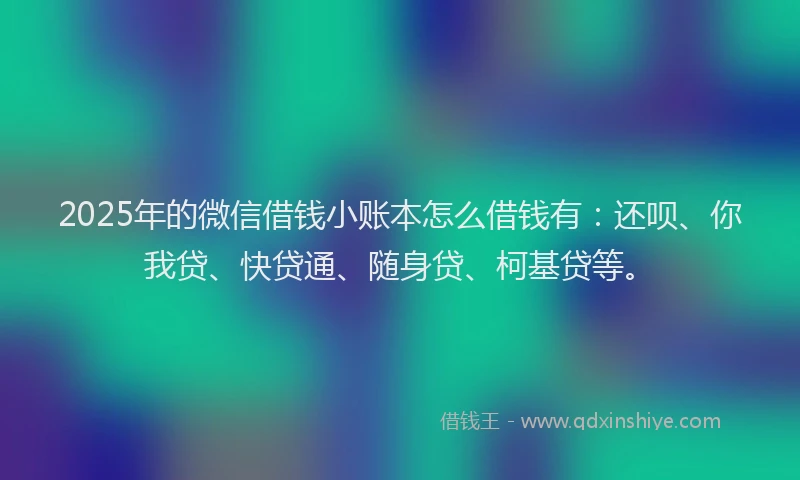 2025年的微信借钱小账本怎么借钱有：还呗、你我贷、快贷通、随身贷、柯基贷等。