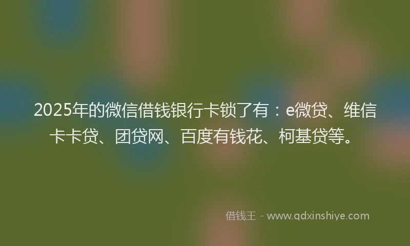 2025年的微信借钱银行卡锁了有：e微贷、维信卡卡贷、团贷网、百度有钱花、柯基贷等。