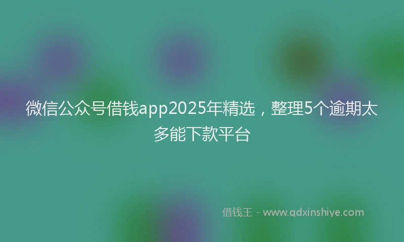 微信公众号借钱app2025年精选，整理5个逾期太多能下款平台