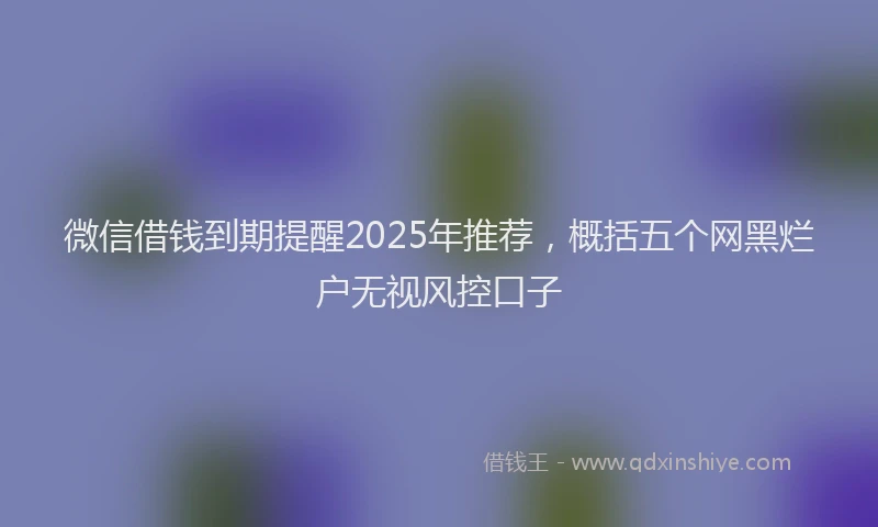 微信借钱到期提醒2025年推荐，概括五个网黑烂户无视风控口子