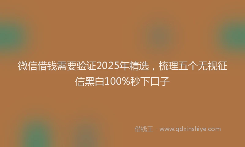 微信借钱需要验证2025年精选，梳理五个无视征信黑白100%秒下口子