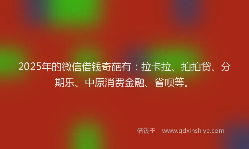 2025年的微信借钱奇葩有：拉卡拉、拍拍贷、分期乐、中原消费金融、省呗等。