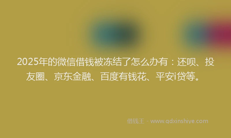2025年的微信借钱被冻结了怎么办有：还呗、投友圈、京东金融、百度有钱花、平安i贷等。
